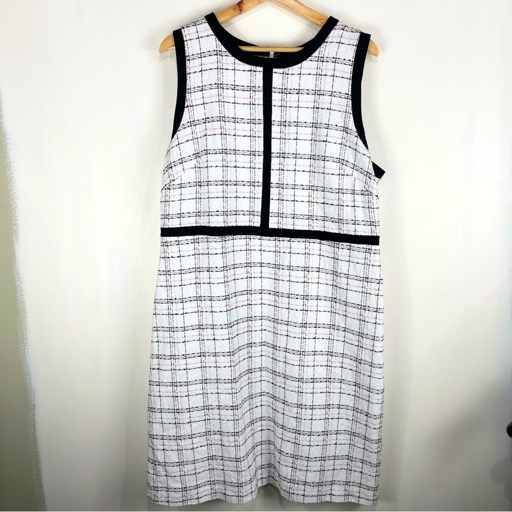 Liz Claiborne‎ Tweed Plaid Window Pane Sleeveless Tank Top Midi Dress Size 16
